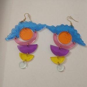 Colorful Acrylic Sunset Statement Earrings by BRWNGRLS